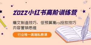 2022小红书高阶训练营：爆文制造技巧，低预算高roi投放技巧，内容营销思维-创客云联盟