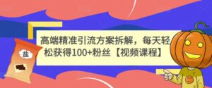 高端精准引流方案拆解，每天轻松获得100+粉丝【视频课程】-创客云联盟