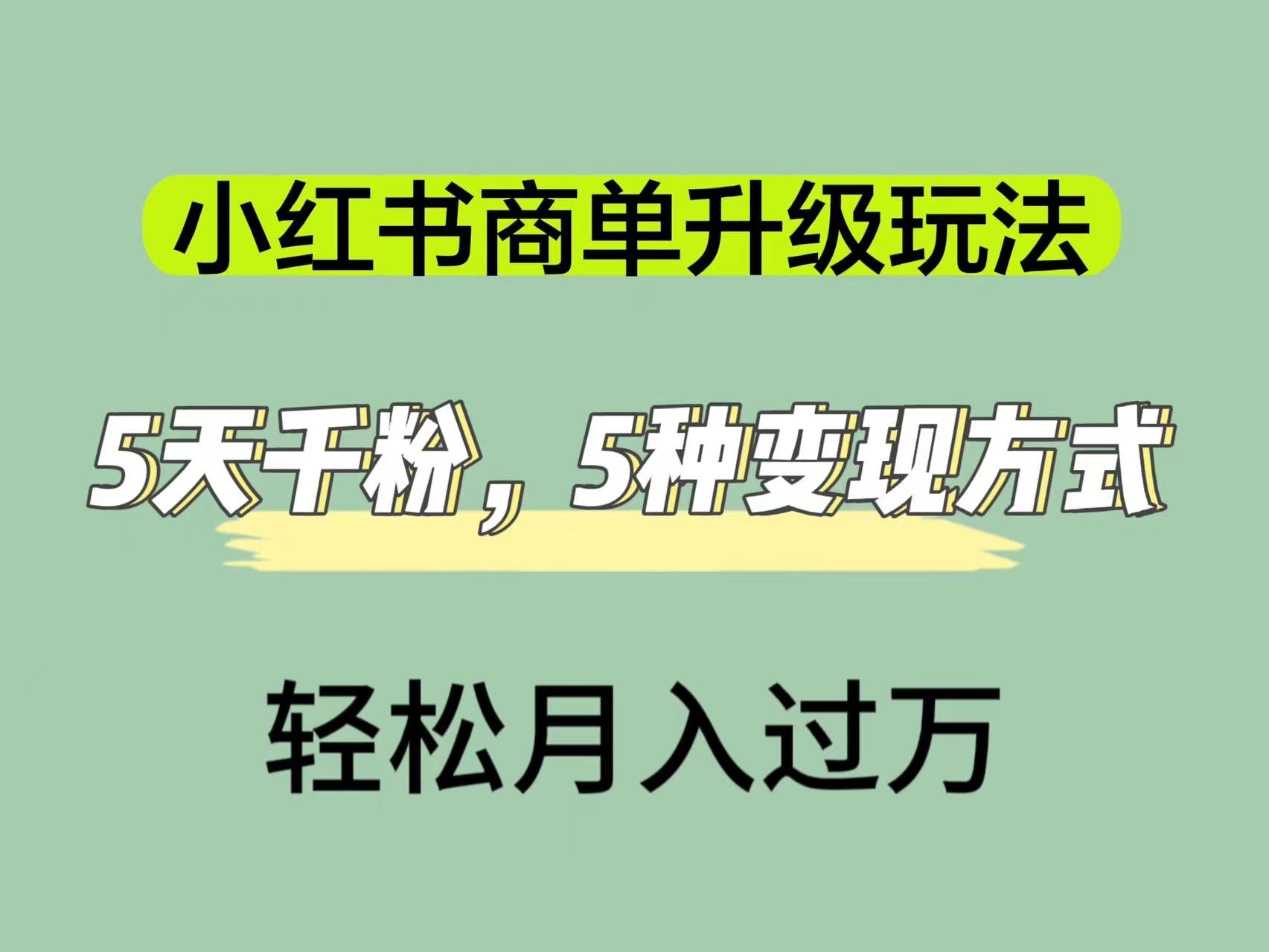 （7312期）小红书商单升级玩法，5天千粉，5种变现渠道，轻松月入1万+-创客云联盟