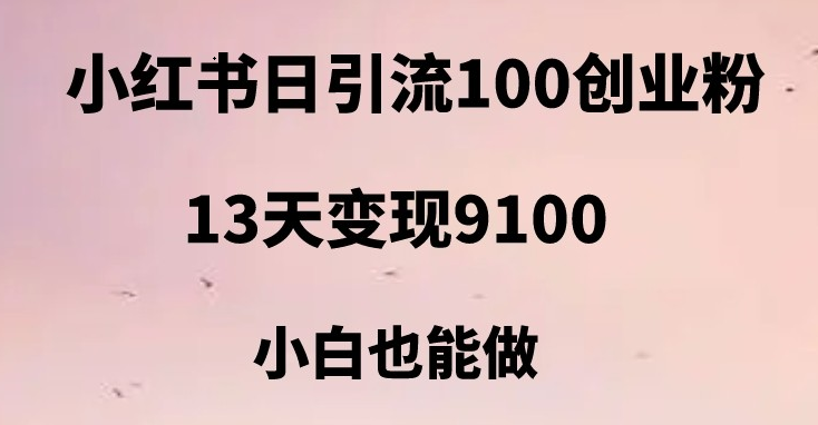 小红书日引流100+创业粉，13天变现9100，创业首选引流平台-创客云联盟