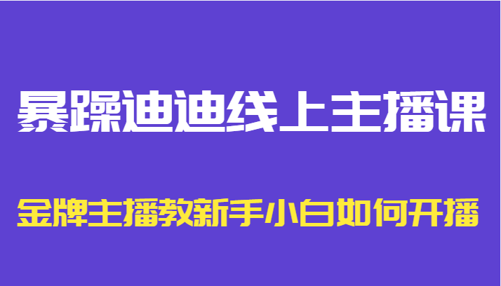暴躁迪迪线上主播课，金牌主播教新手小白如何开播-创客云联盟
