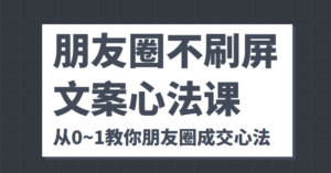 朋友圈不刷屏文案心法课 人人都要懂的商业逻辑 从0~1教你朋友圈成交心法-创客云联盟