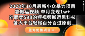 （7399期）外面卖598的10月最新短视频搬运黑科技，各大平台百分百过原创 靠搬运月入1w-创客云联盟