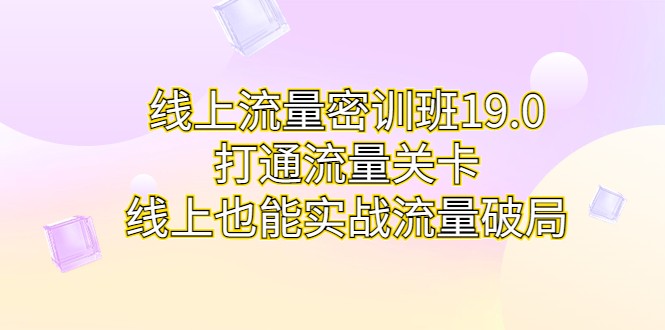 线上流量密训班19.0，打通流量关卡，线上也能实战流量破局-创客云联盟