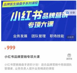 小红书品牌营销专项大课,操盘手进阶,一套能让你提升业务精进的课程-创客云联盟