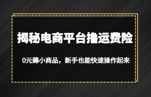 揭秘电商平台撸运费险，0元薅小商品，新手也能快速操作起来-创客云联盟