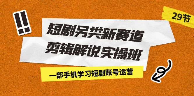 短剧另类新赛道剪辑解说实操班：一部手机学习短剧账号运营（29节 价值500）-创客云联盟