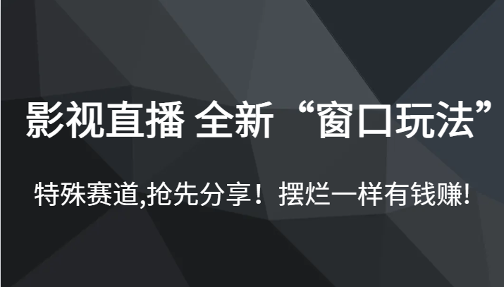 影视直播 全新“窗口玩法”，特殊赛道,抢先分享！摆烂一样有钱赚!-创客云联盟
