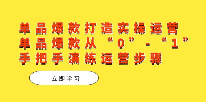 （7488期）单品爆款打造实操运营，单品爆款从“0”-“1”手把手演练运营步骤-创客云联盟