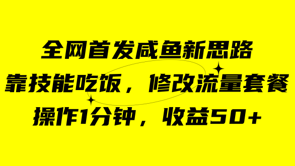 （7508期）咸鱼冷门新玩法，靠“技能吃饭”，修改流量套餐，操作1分钟，收益50+-创客云联盟