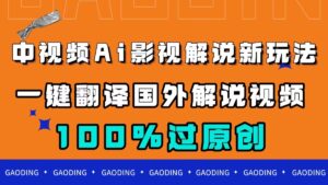 （7531期）中视频AI影视解说新玩法，一键翻译国外视频搬运，百分百过原创-创客云联盟