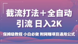 截流打法＋全自动引流 日入2K 保姆级教程 小白必做   附网赚项目通用公式-创客云联盟