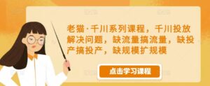 老猫·千川系列课程，千川投放解决问题，缺流量搞流量，缺投产搞投产，缺规模扩规模-创客云联盟