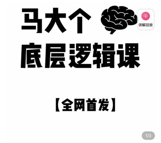 马大个·底层逻辑课，51节底层逻辑智慧课-价值1980元-创客云联盟