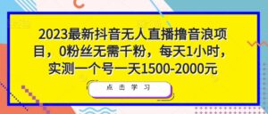 2023最新抖音无人直播撸音浪项目，0粉丝无需千粉，每天1小时，实测一个号一天1500-2000元-创客云联盟