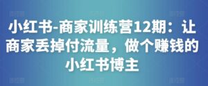 小红书-商家训练营12期:让商家丢掉付流量,做个赚钱的小红书博主-创客云联盟