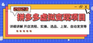 程哥拼多多虚拟变现项目：讲解开店流程-实操-选品-上架-自动发货等-创客云联盟