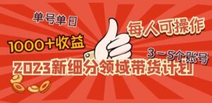2023新细分领域带货计划:单号单日1000+收益不难,每人可操作3-5个账号-创客云联盟