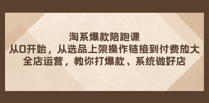 （7725期）淘系爆款陪跑课 从选品上架操作链接到付费放大 全店运营 打爆款 系统做好店-创客云联盟