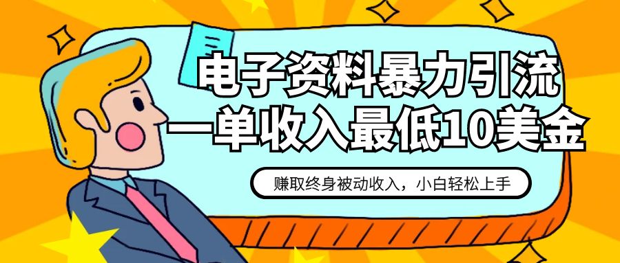 电子资料暴力引流，一单最低10美金，赚取终身被动收入，保姆级教程-创客云联盟
