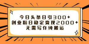 （7763期）今日头条日引300+创业粉日稳定变现2000+无需写作纯搬运-创客云联盟