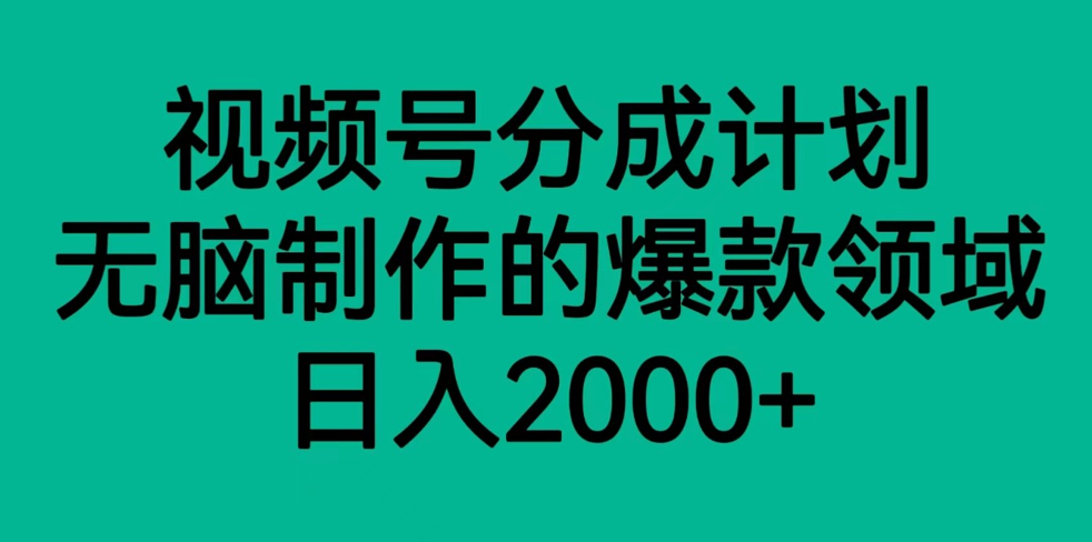 视频号分成计划，轻松无脑制作的爆款领域，日入2000+-创客云联盟