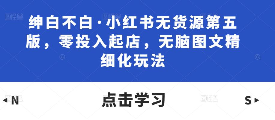 绅白不白·小红书无货源第五版，零投入起店，无脑图文精细化玩法-创客云联盟