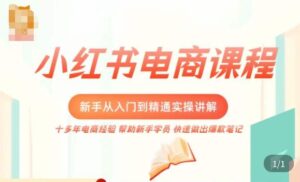 小红书电商新手入门到精通实操课，从入门到精通做爆款笔记，开店运营-创客云联盟