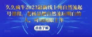 久久疯牛2023最新线上纯自然流起号课程，老杨是把自然流玩明白的人，可以闭眼上车-创客云联盟
