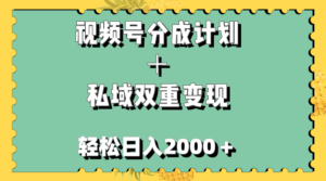 (7842期)视频号分成计划+私域双重变现,轻松日入1000+,无任何门槛,小白轻松上手-创客云联盟