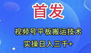 （7843期）全网首发：视频号平板搬运技术，实操日入三千＋-创客云联盟