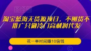 淘宝蓝海无货源项目,不囤货不推广只做冷门高利润代发,花一半时间赚10倍钱-创客云联盟