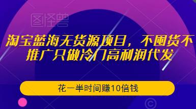 淘宝蓝海无货源项目，不囤货不推广只做冷门高利润代发，花一半时间赚10倍钱-创客云联盟