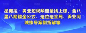 星诺拉·美业短视频流量线上课,含八星八箭镀金公式、定位定全局、美业同城账号案例拆解等-创客云联盟