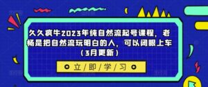 久久疯牛2023年纯自然流起号课程,老杨是把自然流玩明白的人,可以闭眼上车(3月更新)-创客云联盟