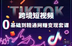 跨境短视频TIKTOK 0基础到精通网赚变现套课，跨境短视频独立站带货变现技巧-创客云联盟