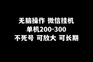 无脑操作微信挂机单机200-300一天，不死号，可放大-创客云联盟