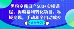 男粉变现日产500+实操课程,男粉暴利转化项目,私域变现,手动和全自动成交-创客云联盟