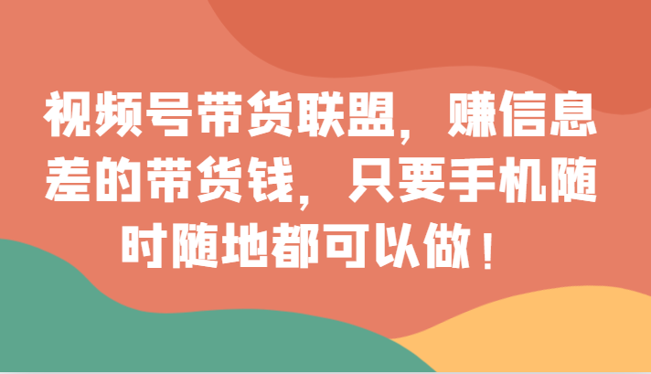 视频号带货联盟，赚信息差的带货钱，只需手机随时随地都可以做！-创客云联盟
