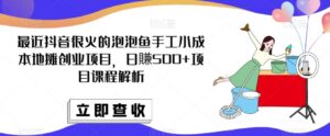 最近抖音很火的泡泡鱼手工小成本地摊创业项目，日賺500+项目课程解析-创客云联盟