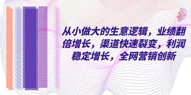 （8044期）从小 做大的生意逻辑，业绩翻倍增长，渠道快速裂变，利润稳定增长，全网…-创客云联盟