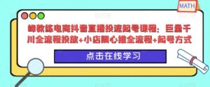 峰教练电商抖音直播投流起号课程:巨量千川全流程投放+小店随心推全流程+起号方式-创客云联盟