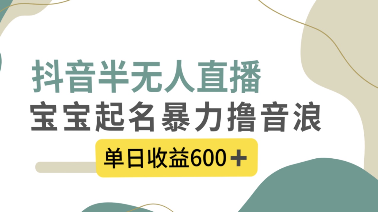 （8192期）抖音半无人直播，宝宝起名，暴力撸音浪，单日收益600+-创客云联盟