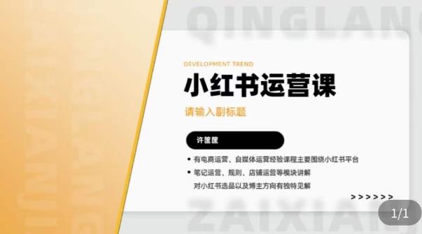 许筐筺·小红书运营课，​笔记运营、规则、店铺运营等模块讲解，学会自己独立运营小红书账号-创客云联盟