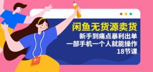闲鱼无货源卖货:新手到痛点暴利出单,一部手机一个人就能操作(18节课)-创客云联盟