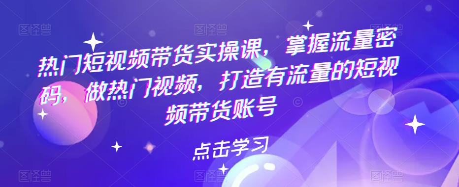 热门短视频带货实操课，掌握流量密码，做热门视频，打造有流量的短视频带货账号-创客云联盟