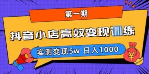 抖音小店高效变现训练营（第一期）,实测变现5w，日入1000【揭秘】-创客云联盟
