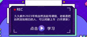 久久疯牛2023年纯自然流起号课程，老杨是把自然流玩明白的人，可以闭眼上车（5月更新）-创客云联盟