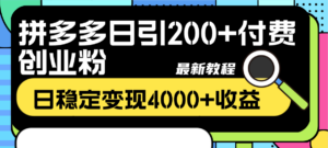 (8276期)拼多多日引200+付费创业粉,日稳定变现4000+收益最新教程-创客云联盟