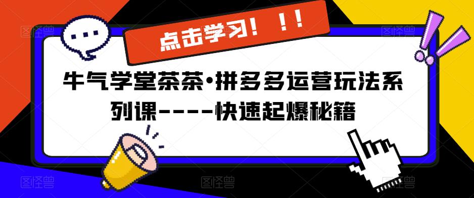 牛气学堂茶茶•拼多多运营玩法系列课—-快速起爆秘籍【更新】-创客云联盟